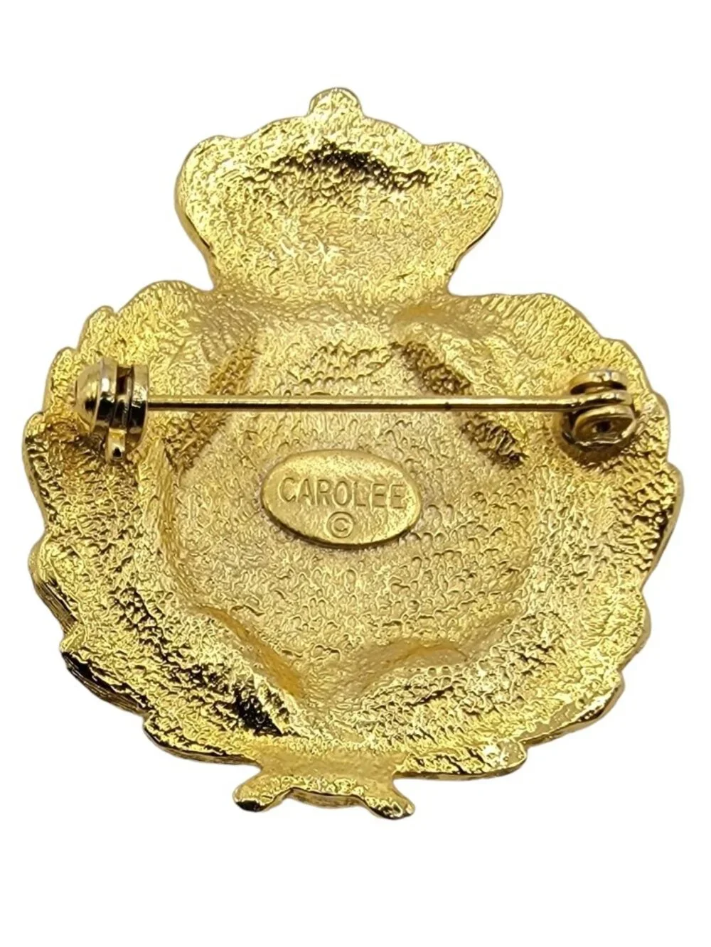 Carolee Gold-Tone Clear Rhinestone Shield Crown, Royal Navy Laurel Pin Brooch